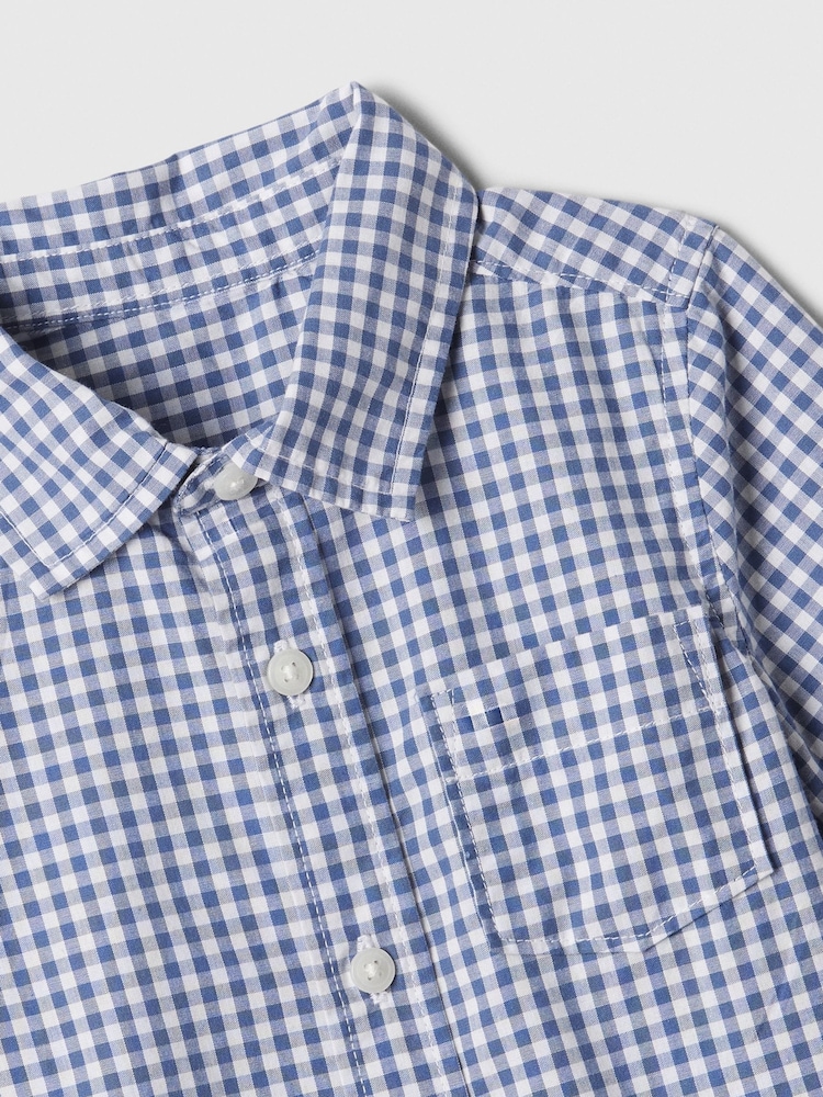 Gap Blue Check Cotton Short Sleeve Poplin Baby Shirt (Newborn-5yrs) - Image 3 of 3