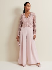 Phase Eight Pink Petite Petite Mariposa Lace Jumpsuit - Image 1 of 6
