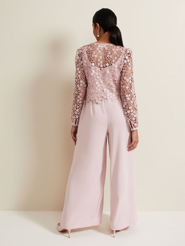 Phase Eight Pink Petite Petite Mariposa Lace Jumpsuit - Image 2 of 6