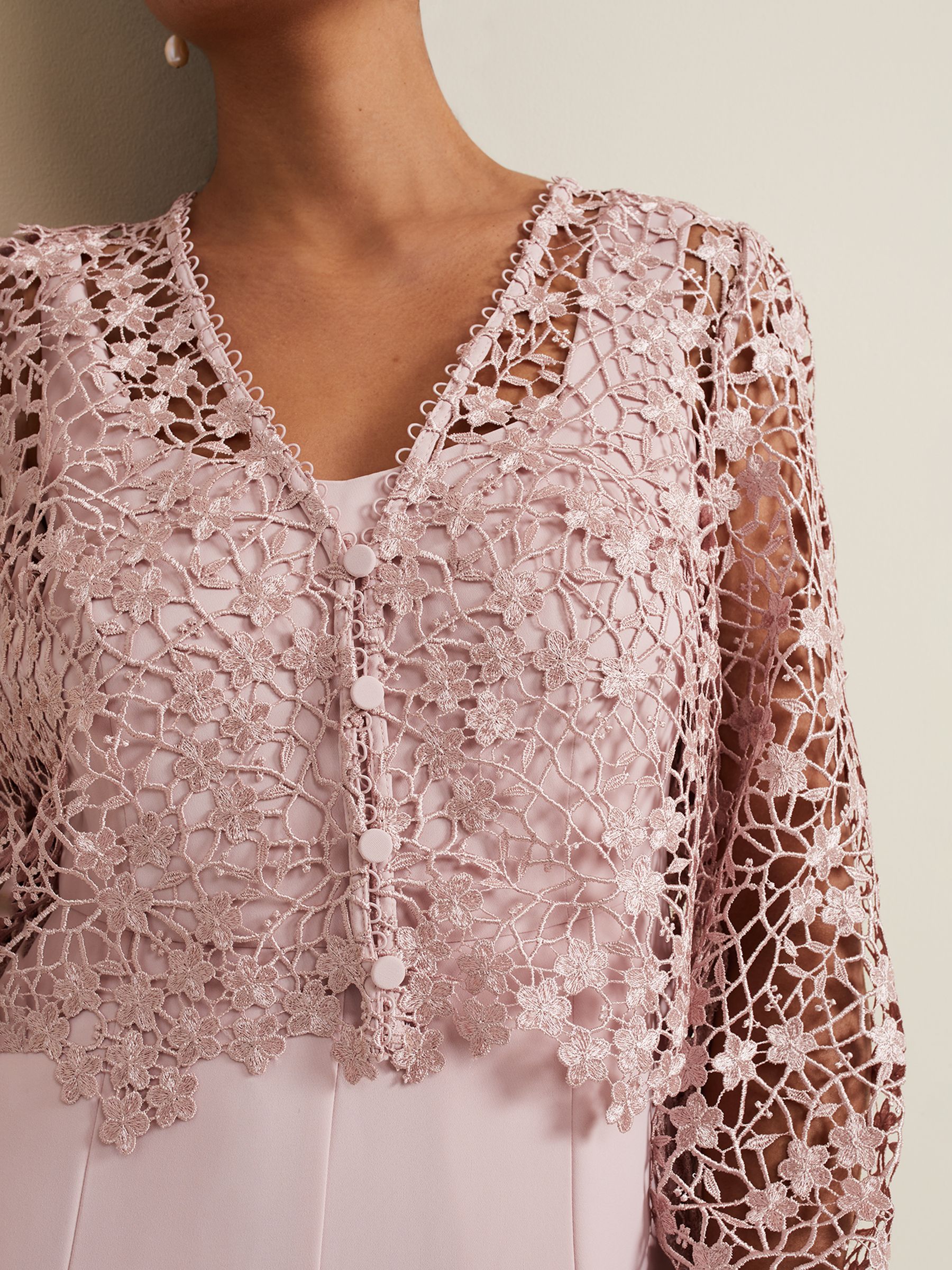 Buy Phase Eight Pink Petite Petite Mariposa Lace Jumpsuit