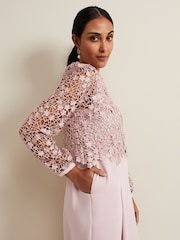 Phase Eight Pink Petite Petite Mariposa Lace Jumpsuit - Image 5 of 6