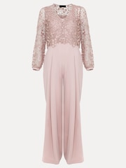 Phase Eight Pink Petite Petite Mariposa Lace Jumpsuit - Image 6 of 6