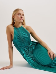 Ted Baker Green Melike Pleated Halterneck Midi Dress - Image 2 of 6