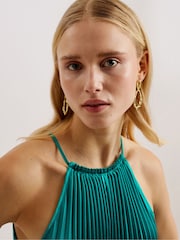 Ted Baker Green Melike Pleated Halterneck Midi Dress - Image 4 of 6