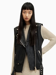 AllSaints Billie Black Gilet - Image 1 of 6