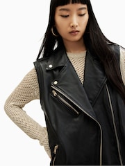 AllSaints Billie Black Gilet - Image 3 of 6