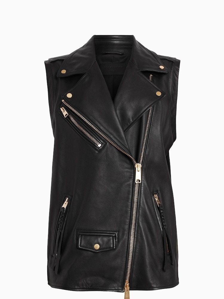AllSaints Billie Black Gilet - Image 6 of 6