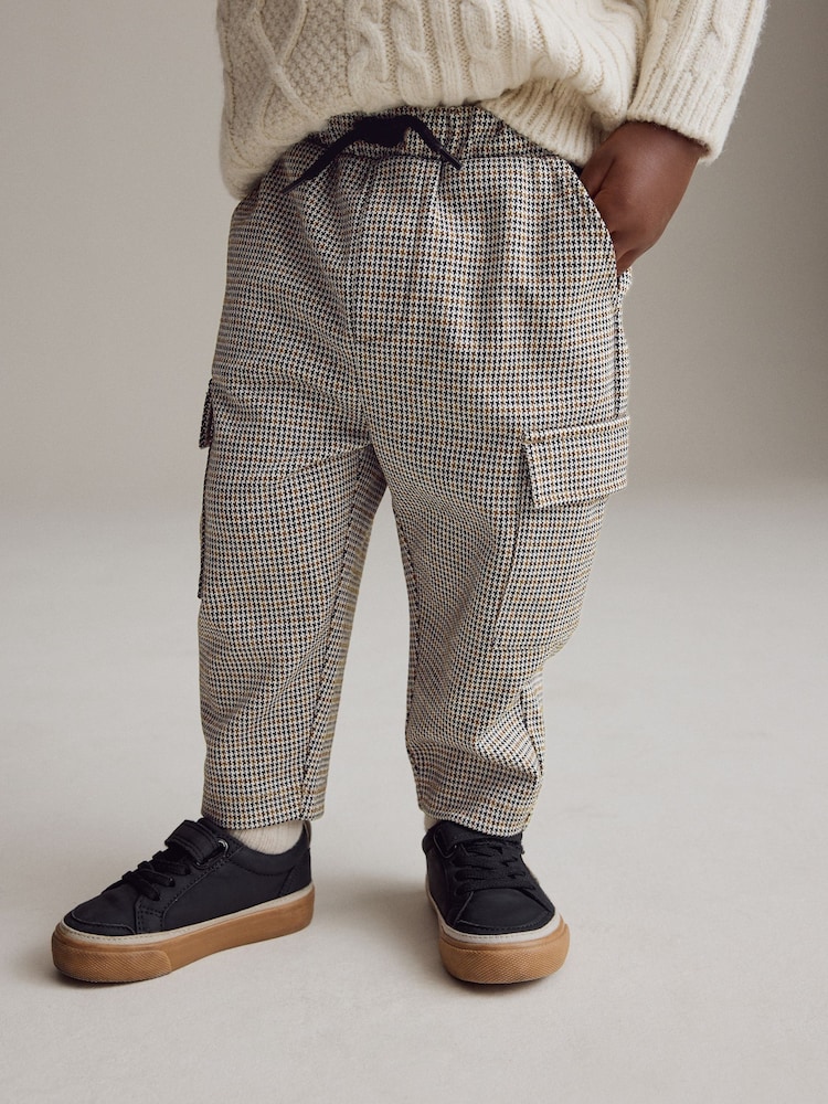 Brown Dogtooth Cargo Jersey Joggers (3mths-7yrs) - Image 1 of 8