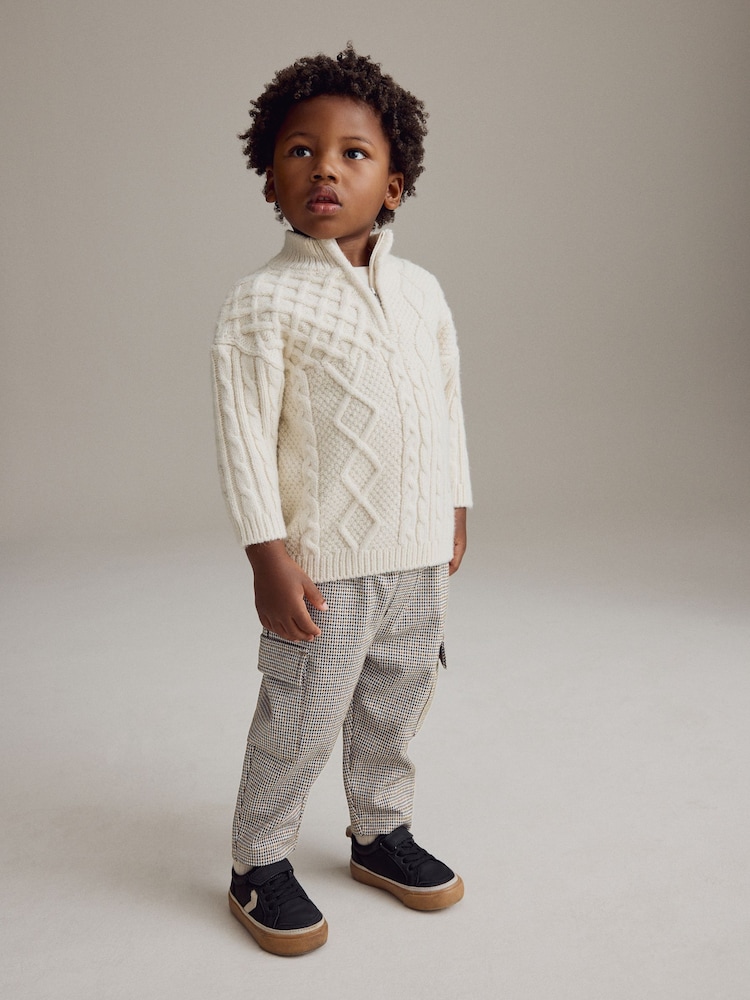 Brown Dogtooth Cargo Jersey Joggers (3mths-7yrs) - Image 2 of 8