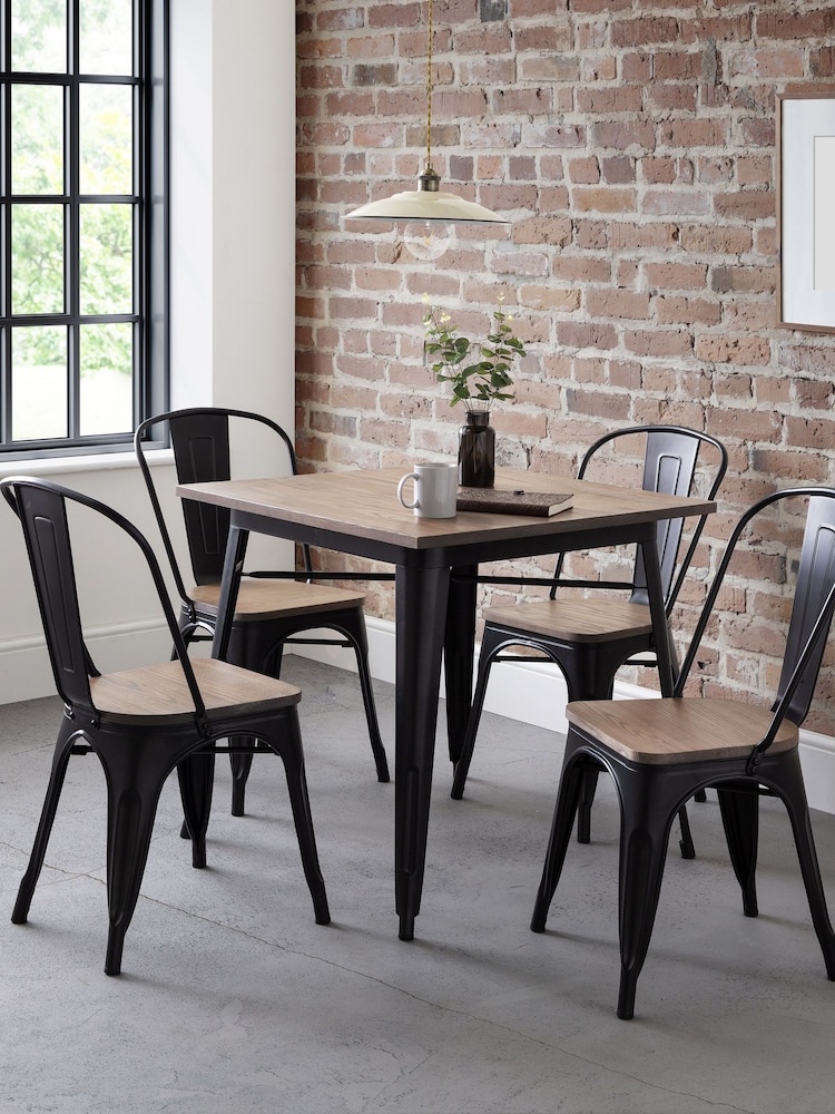 Julian Bowen Mocha Elm Black Grafton Square Table - Image 1 of 6