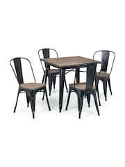 Julian Bowen Mocha Elm Black Grafton Square Table - Image 4 of 6