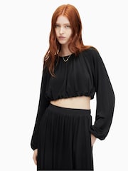 AllSaints Black Casandra Top - Image 1 of 7