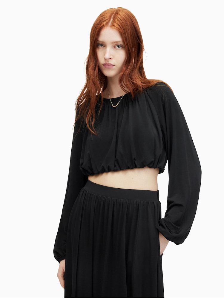 AllSaints Black Casandra Top - Image 1 of 7