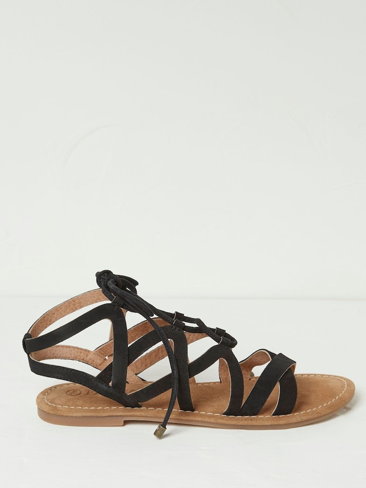 FatFace Renna Black Ghillie Lace Up Sandals - Image 1 of 4