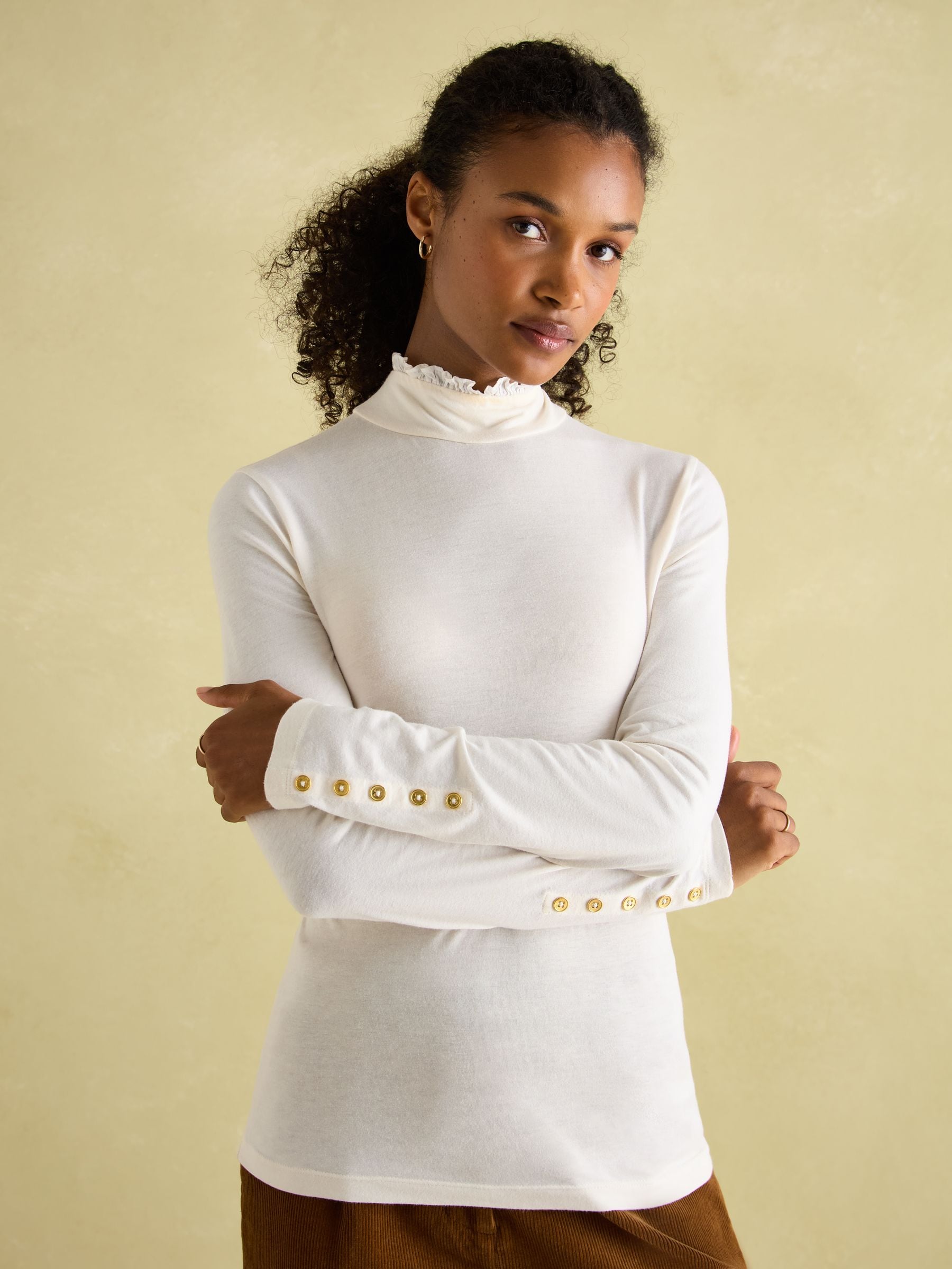 Long-sleeve High-Neck Tubular Top in Wool and Silk | Intimissimi