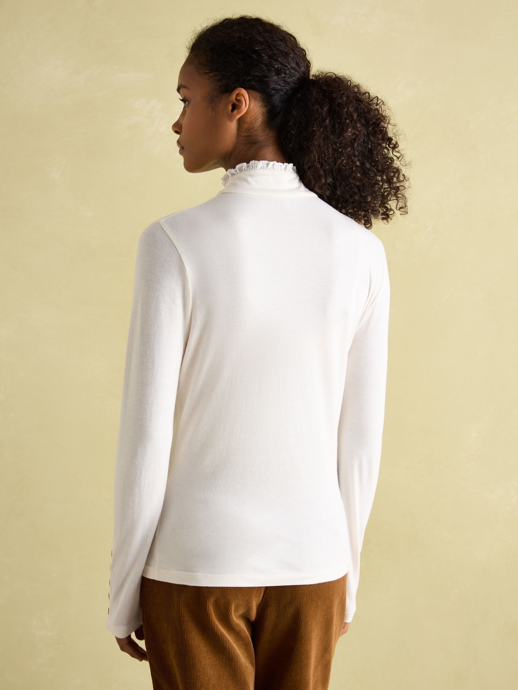 Buy Joules Amy Cream Long Sleeve High Neck Jersey Top from