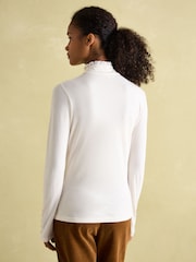 Joules Amy Cream Long Sleeve High Neck Jersey Top - Image 2 of 9