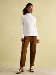 Joules Amy Cream Long Sleeve High Neck Jersey Top - Image 3 of 9