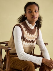Joules Amy Cream Long Sleeve High Neck Jersey Top - Image 8 of 9