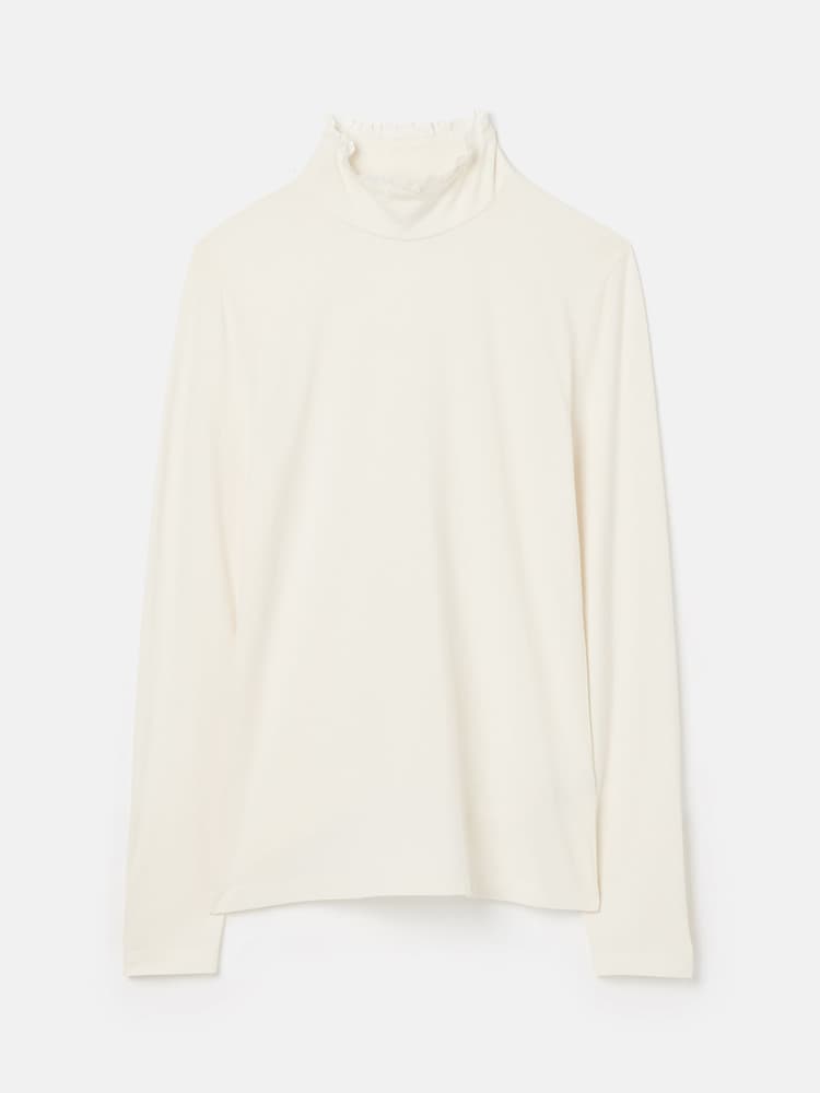 Joules Amy Cream Long Sleeve High Neck Jersey Top - Image 9 of 9