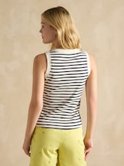 Crema y azul marino - Joules Harbour Striped Jersey Vest - Imagen 2 de 8