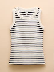Crema y azul marino - Joules Harbour Striped Jersey Vest - Imagen 8 de 8
