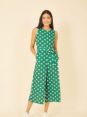 Mela Green Polka Dot Culotte Jumpsuit - Image 3 of 5