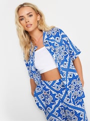 PixieGirl Petite Blue Tile Print Short Sleeve Shirt - Image 2 of 5