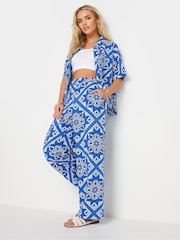PixieGirl Petite Blue Tile Print Short Sleeve Shirt - Image 3 of 5