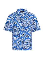PixieGirl Petite Blue Tile Print Short Sleeve Shirt - Image 5 of 5