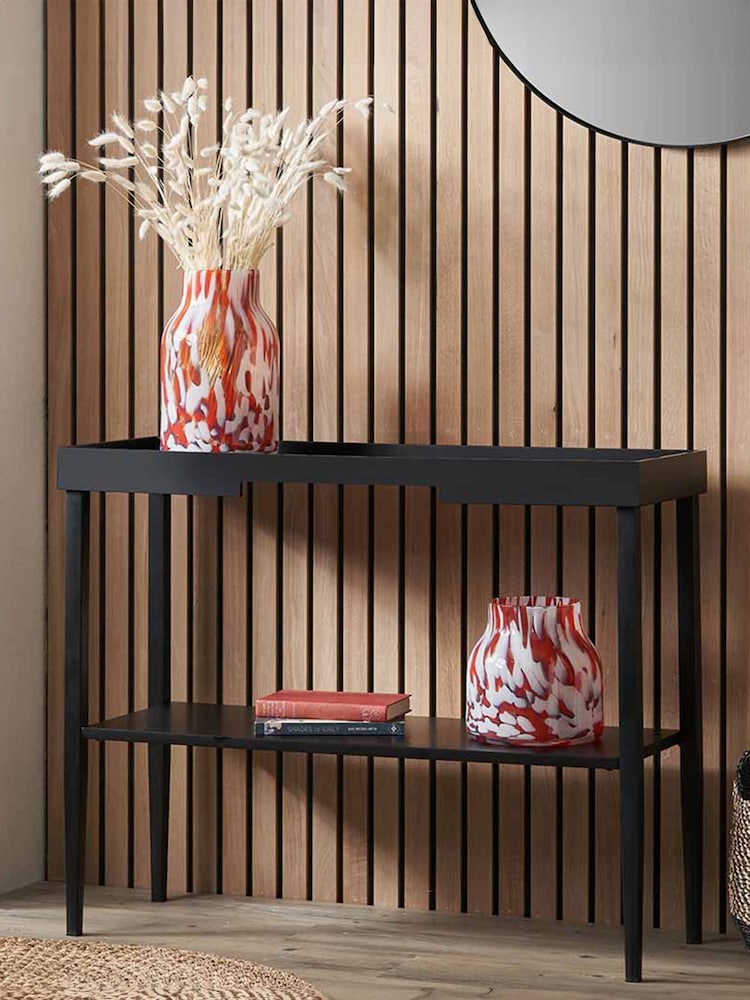 Pacific Black Marnie Wood Console Table with Shelf - Image 1 of 6