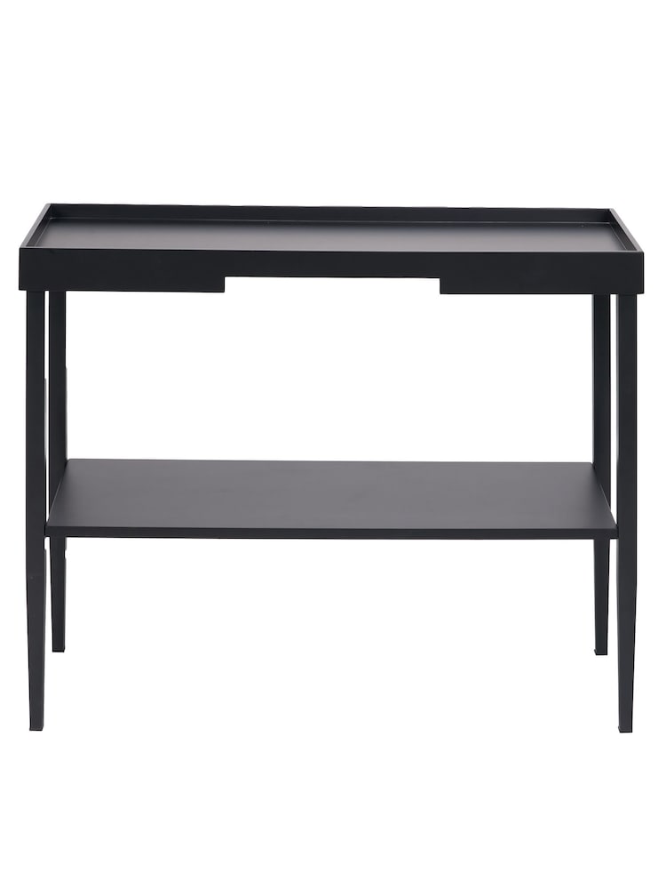 Pacific Black Marnie Wood Console Table with Shelf - Image 2 of 6