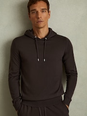 Reiss Coco Brown Holland Merino Wool Drawstring Hoodie - Image 1 of 5