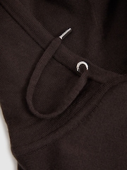 Reiss Coco Brown Holland Merino Wool Drawstring Hoodie - Image 5 of 5