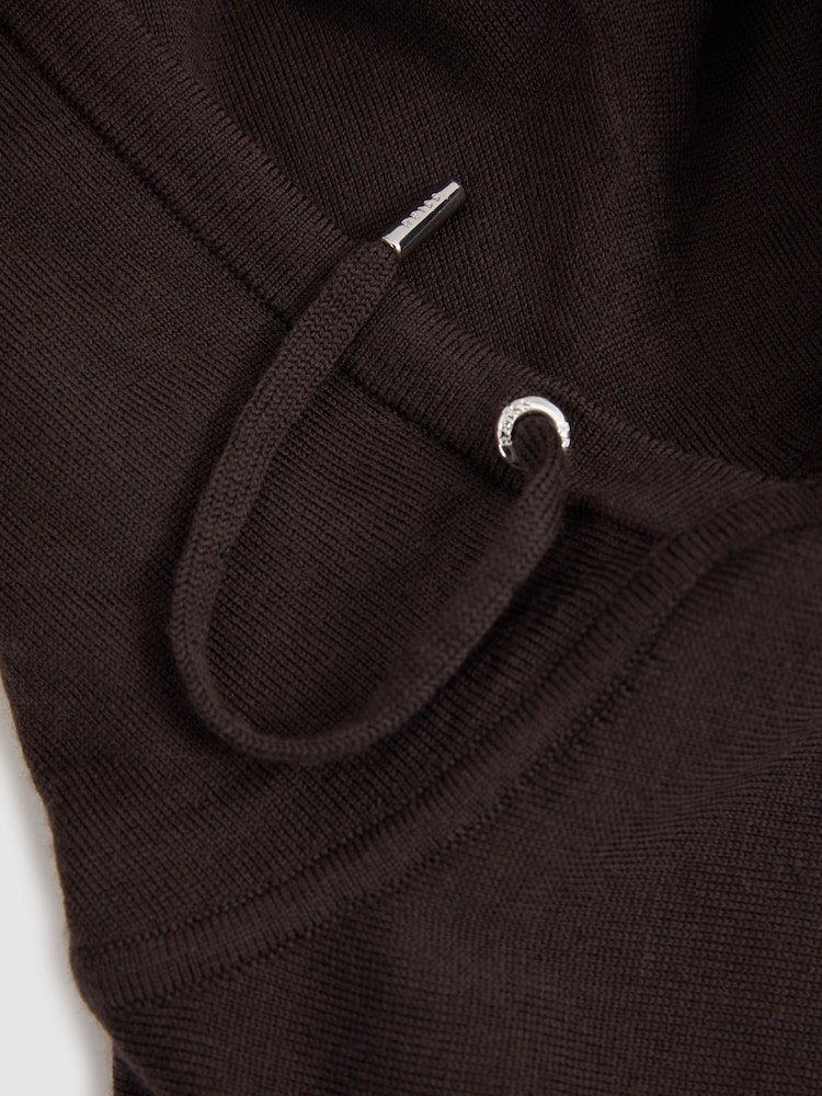 Reiss Coco Brown Holland Merino Wool Drawstring Hoodie - Image 5 of 5