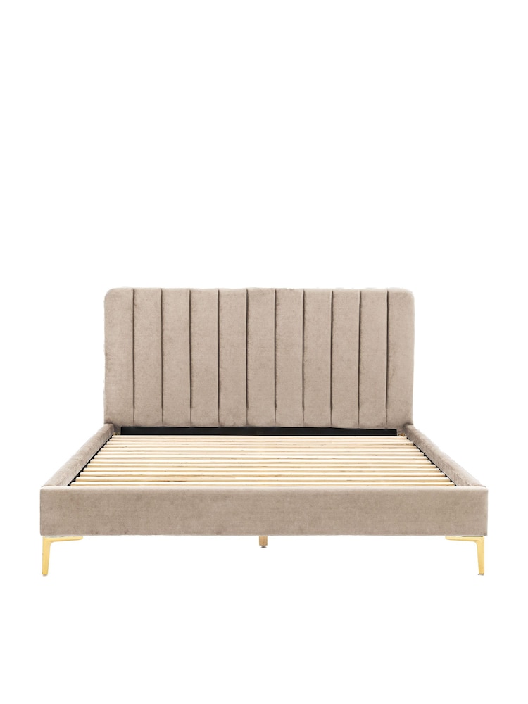 Gallery Home Brown Seaham Upholstered Velvet Bed - Image 1 of 2