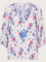 Monsoon Natural Aldina Floral Print Top - Image 5 of 5