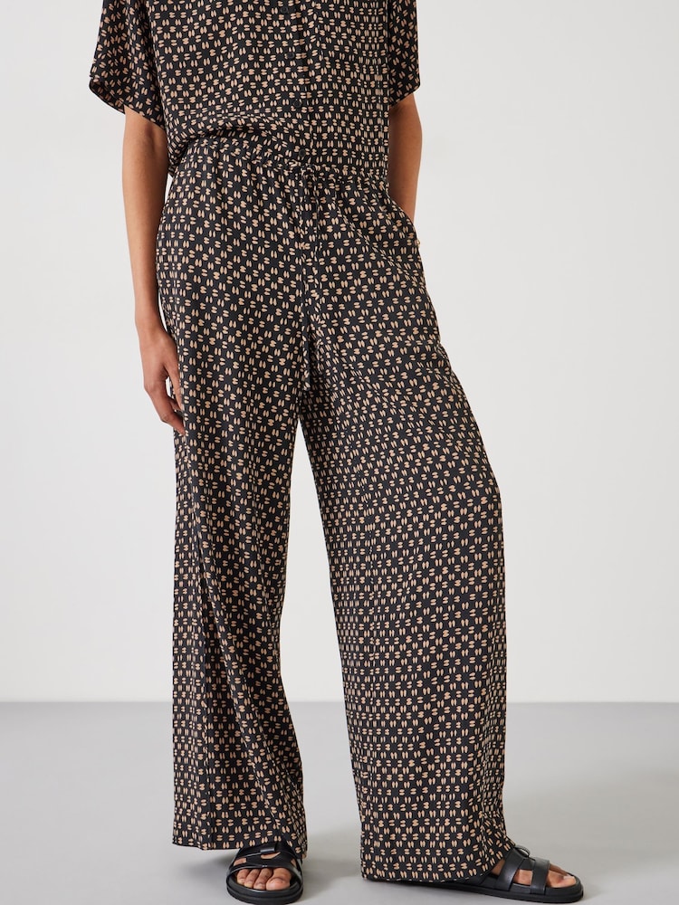 Hush Brown Layla Printed Tie Waist Trousers - Image 2 of 5