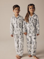 Grey 100% Cotton Matching Family Kids Christmas Mountain Print Pyjamas (9mths-16yrs) - Image 1 of 13