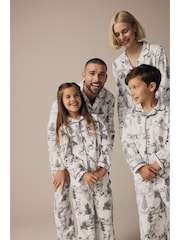 Grey 100% Cotton Matching Family Kids Christmas Mountain Print Pyjamas (9mths-16yrs) - Image 4 of 13