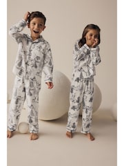 Grey 100% Cotton Matching Family Kids Christmas Mountain Print Pyjamas (9mths-16yrs) - Image 6 of 13