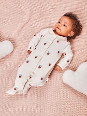 JoJo Maman Bébé Strawberry Baby Personalised Embroidered Cotton Sleepsuit - Image 1 of 5