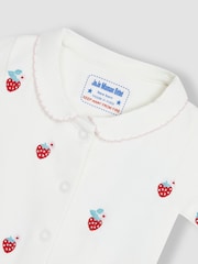 JoJo Maman Bébé Strawberry Baby Personalised Embroidered Cotton Sleepsuit - Image 4 of 5