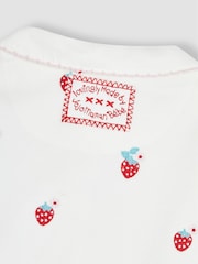JoJo Maman Bébé Strawberry Baby Personalised Embroidered Cotton Sleepsuit - Image 5 of 5