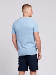 U.S. Polo Assn. Blue Mens Regular Fit Revere Texture Knit Polo Shirt - Image 2 of 7