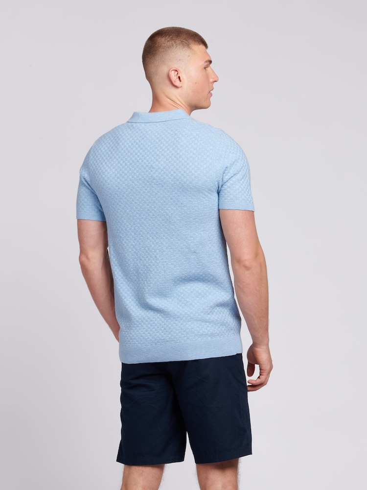 U.S. Polo Assn. Blue Mens Regular Fit Revere Texture Knit Polo Shirt - Image 2 of 7