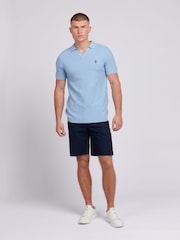 U.S. Polo Assn. Blue Mens Regular Fit Revere Texture Knit Polo Shirt - Image 3 of 7