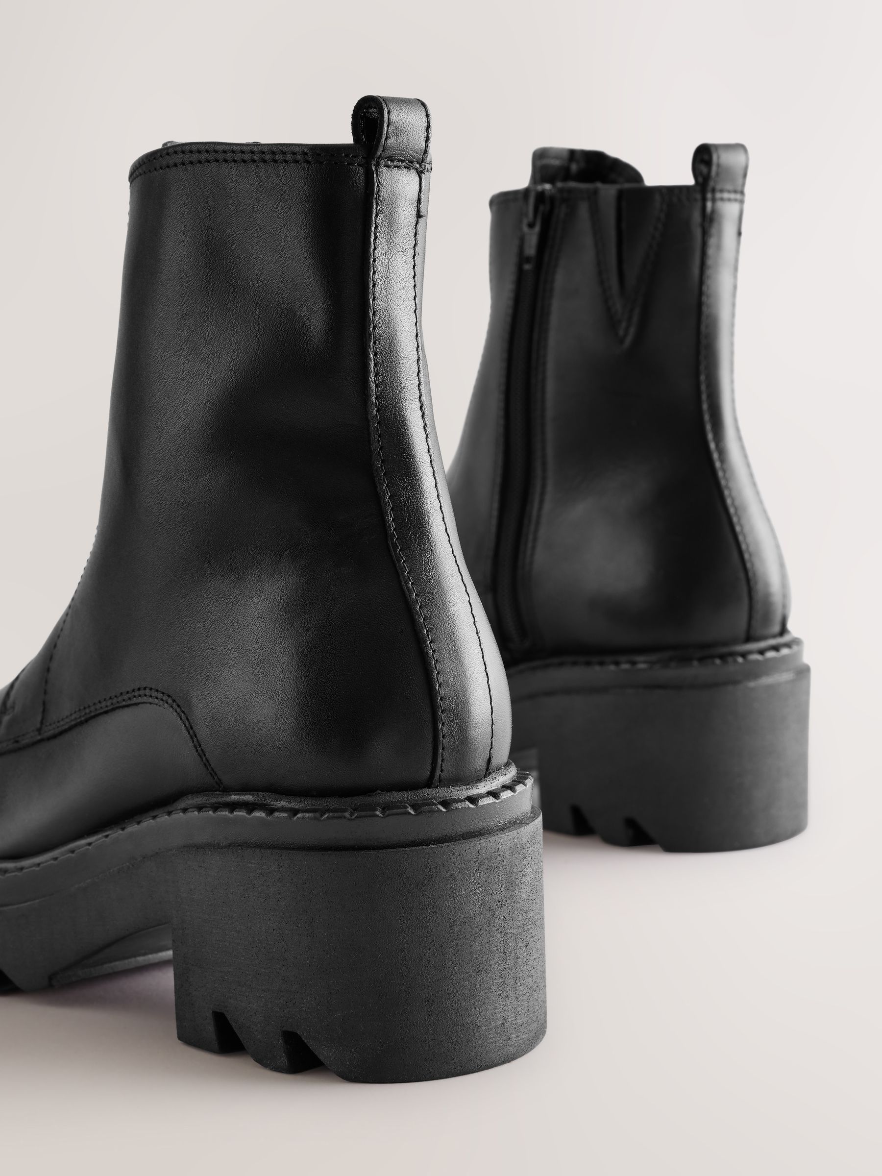 Buy Black Leather Forever Comfort® Zip Front Heeled Boots