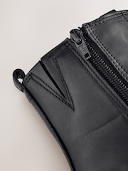 Black Leather Forever Comfort® Zip Front Heeled Boots - Image 5 of 5