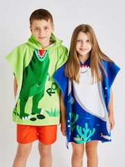 Catherine Lansfield Blue Shark Hooded Poncho 100% Cotton Towel - Image 3 of 5